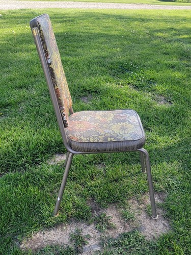 Vintage Pair Douglas Vinyl Metal Legs Floral Highback Chairs Funky & Nostalgic - Picture 14 of 20
