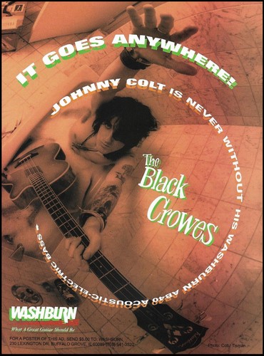 The Black Crowes Johnny Colt Washburn AB40 Acoustic/Electric Bass guitar ad - Picture 1 of 3