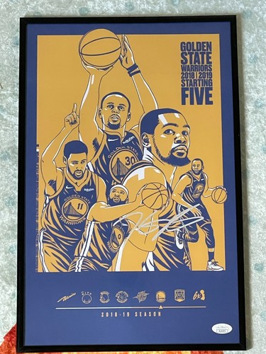 Kevin Durant Signed 2019 "Warriors Starting 5" Poster 11x17 Framed (JSA) 🏆🏆 72 - Picture 2 of 3