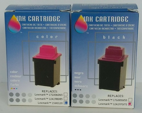 Lexmark 2 Pack Black Ink Cartridges For 12A1970/75 & Color 15MO120 - NIB