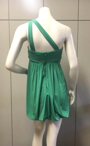 $258 BCBG KELLY GREEN "ACJ6D364" ONE SHOULDER KNIT DRESS NWT XXS - Picture 3 of 3