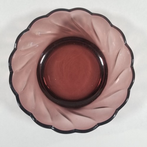 Vintage Hazel Atlas Amethyst Swirl Depression Glass Serving Bowl 7" Diamter - Picture 3 of 9