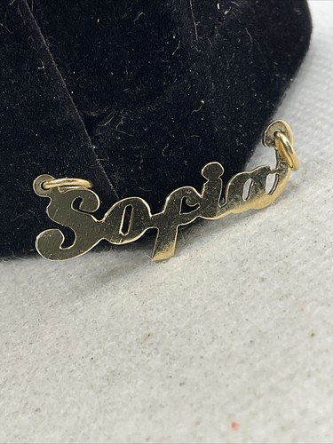 SCHÖNER massiver 14K Gelbgold persönlicher Name "Sofia" MASSANFERTIGER Charm Anhänger - Bild 13 von 16
