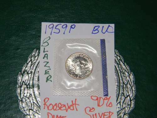 1959 P Roosevelt Dime. Fully Separated Horizontal Torch Lines. Nice BU. (Inv.) - Picture 4 of 4