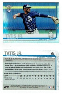 Fernando Tatis Jr 2019 Topps Chrome Prism Refractor Rookie Baseball Card #203 RC