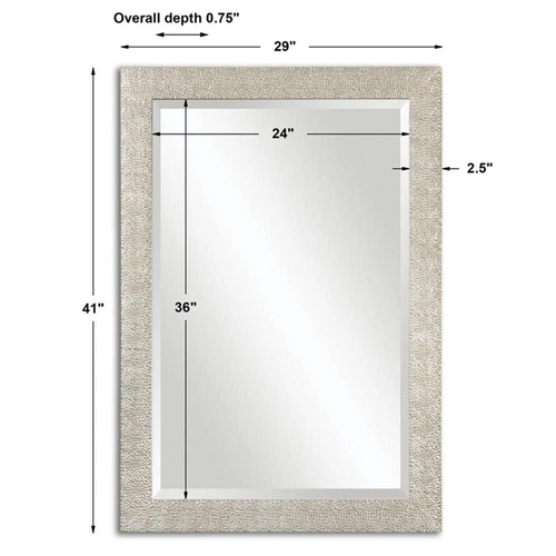 Uttermost Porcius Coastal Style Pinewood Mirror in Antiqued Silver - Picture 3 of 3