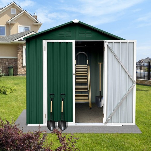4 x 6Ft Outdoor Metal Garden Storage Shed Heavy Duty Tools Storage Shed House - Picture 26 of 26