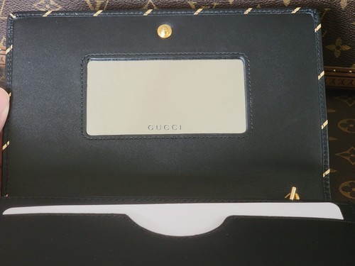 Authentische Gucci Double GG Diagonal Stripe Mini Wallet on Chain WOC Gold Leather - Bild 5 von 10