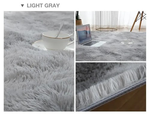 Gray Carpet for Living Room Plush Rug Bed Room Floor Fluffy Mats Anti-slip Home - Picture 17 of 30