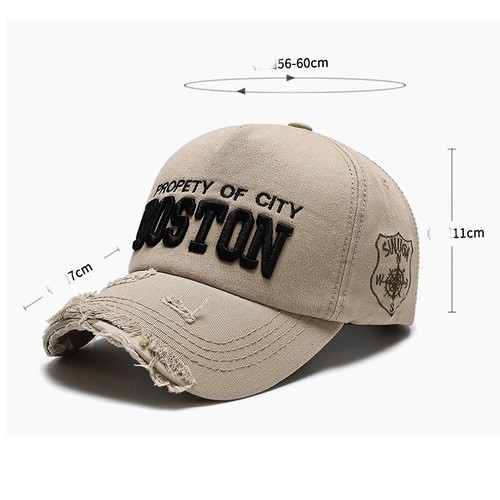 BOSTON Embroidery Trucker Baseball Hat Distressed Hip Hop Snapback Cap - Picture 8 of 22