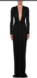 long sleeve plunge neck dress