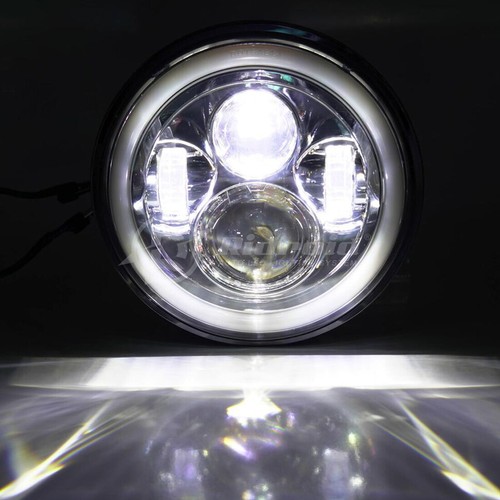 Pair 7" Round LED Halo Headlights Turn Signal For MG MGB 1969-1980 Midget 70-79 - Picture 5 of 17