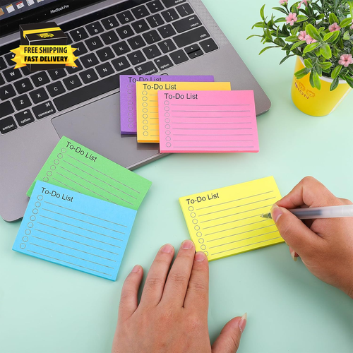 To Do Liste Haftnotizblock, 6er Pack helle Farben selbstklebend Notiz Planung liniert - Bild 6 von 8