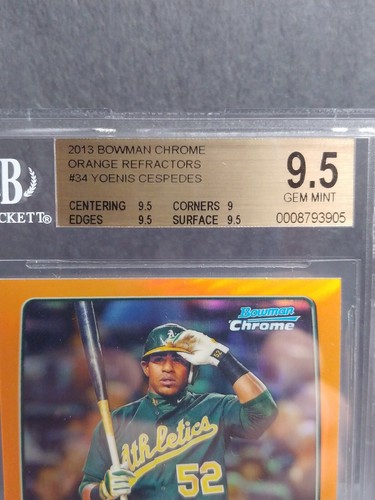 ๐ YOENIS CESPEDES 2013 BOWMAN CROMO RIFRATTORE "ARANCIONE" SP RC /25 ๐ฅ BGS 9,5! - Foto 3 di 3