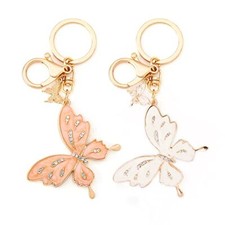 2 Pieces Butterfly Keychain - Cute Key Chains,Butterfly Gift,Crystal Bling