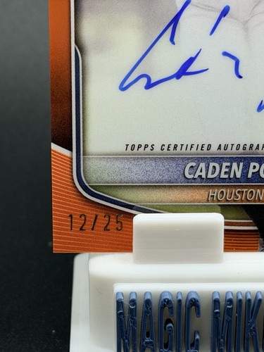 Autografo rifrattore Caden Powell 2025 Bowman 1° cromo arancione /25 colori corrispondenti - Foto 2 di 3