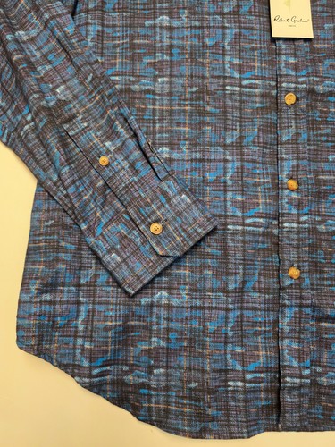$195 Robert Graham ANOMALY Button Shirt Men 2XL XXL Navy Blue CAMO Check CLASSIC - Picture 4 of 6