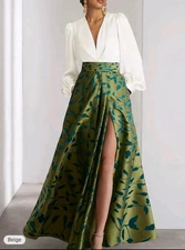 TS Couture Formal Gown Evening Dress Mothers Dress Wedding Size 10 ? Beige Green