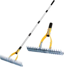 Thatch Rake 15 Inch Wide Efficient Dethatcher Rake for Cleaning Dead Grass, Comb
