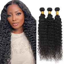 1B Natural Black Bundles Human Hair Deep Wave Human Hair Bundles 24 26 28 Inch