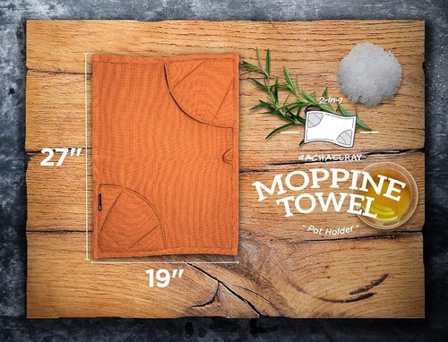 Rachael Ray Kitchen Towel, Oven Glove Moppine - 2-in-1 - Burnt Orange, 2 Pack - Picture 6 of 7