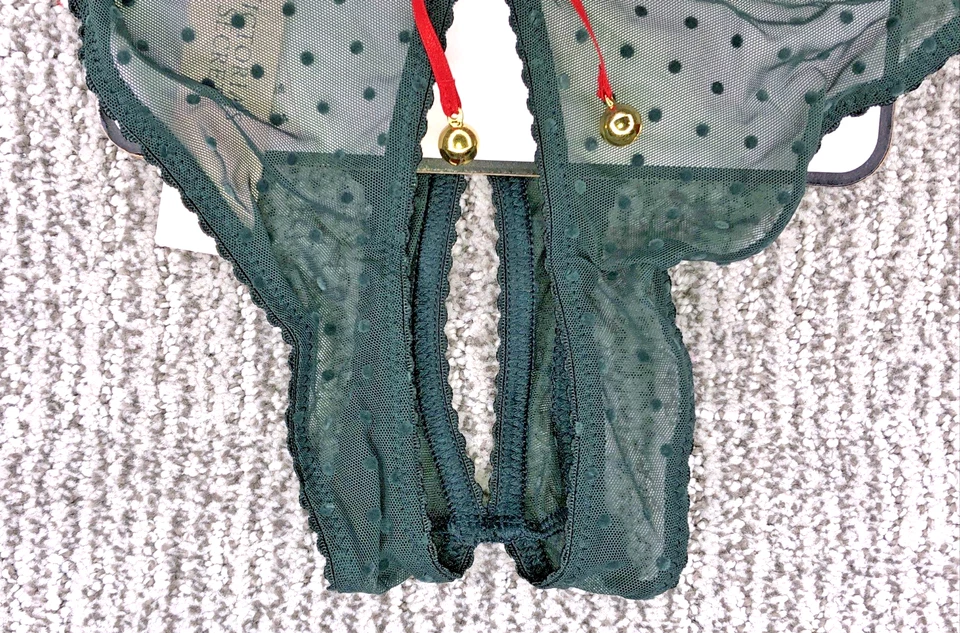 Victoria's Secret Muy Sexy Nuevo Con Etiquetas Grande Verde Jingle Bell Entrepierna Descarada Panty Foto 4 de 4