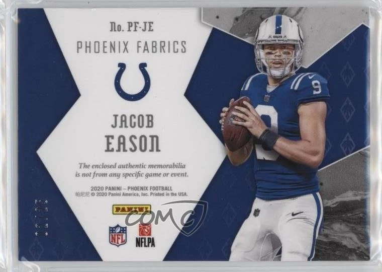 2020 Panini Phoenix Phoenix Fabrics Green /25 Jacob Eason #PF-JE Rookie RC - Image 2 of 2