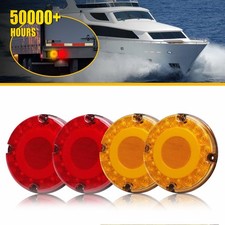 LED 7in Round Red+Amber Tail Light Rear Brake DRL Turn Signal Bus Truck Trailer