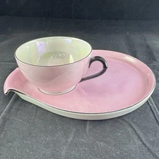 Vtg Rudolf Wachter RW Bavarian Cup Saucer Snack Set Plate Pink Lustre Luster