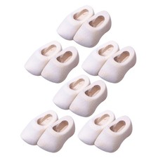 6 Pairs Miniature Dollhouse Accessories: DIY Unfinished Wooden Clogs - Mini
