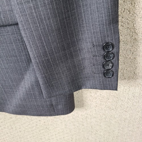 Marc Anthony Jacket Mens 38R Gray Striped Blazer Wool Blend 2 Button Suit Coat - Picture 3 of 12