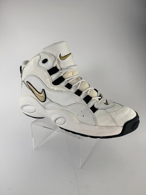 Vintage 1997 Nike Air Machine Force Hi Basketball Sneaker Men 8 Wht Gold Swoosh