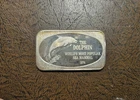 THE DOLPHIN - USSC - 1 TROY OZ  .999 FINE SILVER ART BAR - TONED