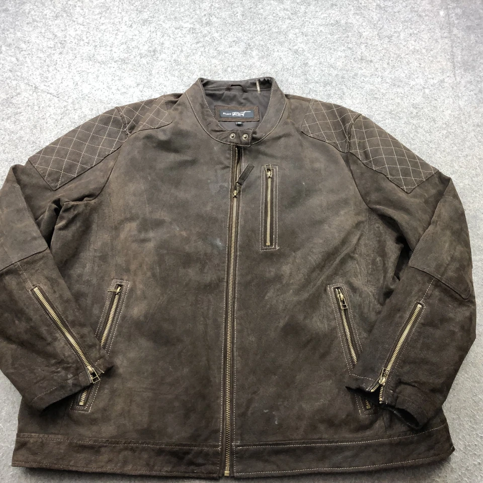 Chaqueta Negra Riot Para Hombres 2XL Imitación Gamuza Motociclista Acolchada Hombro Bolsillos con Cremallera Foto 2 de 4