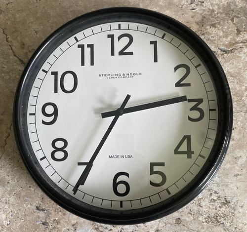 Sterling & Noble 11" Wall Clock – Plastic Frame – Tested Works – Made in USA