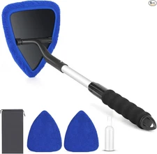 24 Inch Windshield Cleaner Tool, 3D Window Cleaning Wand with Microfiber Towel a