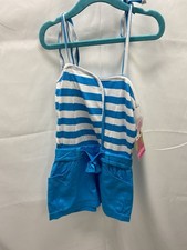 Pinkhouse Girls Romper Jumper Shorts Size 5/6 Blue Striped