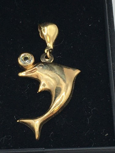 9ct Yellow Gold Dolphin Earrings Dangle 2.5cm Drop 0.7g J22 P997 - Picture 4 of 11