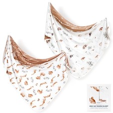 Baby Blankets Super Soft Stretchy Jersey Swaddle Blanket 2 Pack for Girls and...