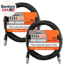 XLR Microphone Cable, Fully Balanced, Male to Female, 25 Feet - 2 Pack