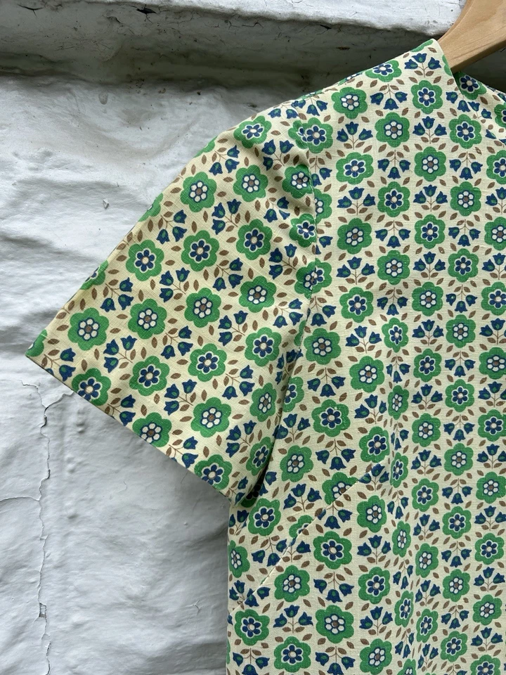 Mameluco vintage años 70’s para mujer verde patrón floral hippy disco todos los días Foto 2 de 4