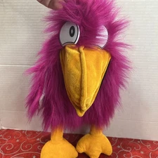 Vintage Rhode Island Novelty Hot Pink Toucan Crow Plush Hand Puppet Squeaker 15"