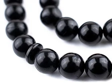 Black Round Wooden Arabian Prayer Beads 10mm Middle East 12 Inch Strand