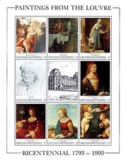 LOUVRE MUSEUM   1993 MNH  ** unmounted  PAINTINGS M/S RAPHAEL, DURER, BOTTICELLI