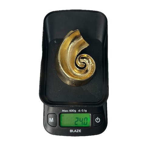 Goldfarbene Nautilus Muschel Ohrringe Spirale Welle groß Modernist strukturiert durchbohrt - Bild 10 von 10