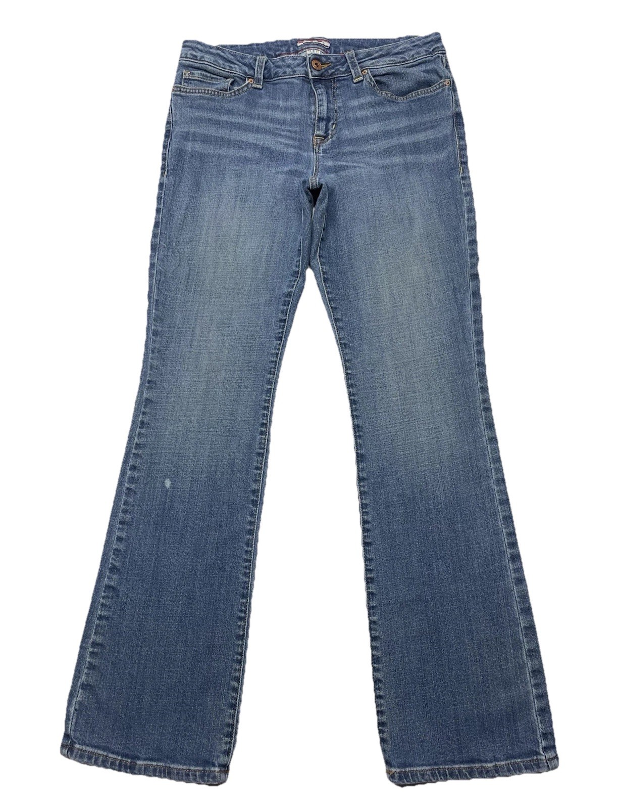 Tommy Hilfiger Bootcut Distressed Denim Blue Jeans Size 10 32x30 Y2K Retro