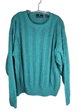Vintage Saks Fifth Avenue Cotton Silk Blend Cable Knit Sweater L