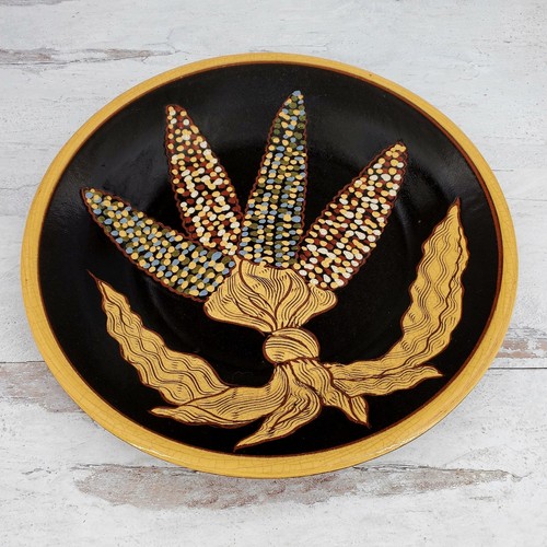 2006 J & D Huntley Wisconsin Redware Pottery Harvest Corn Plate Signed 12.25" - Picture 2 of 7