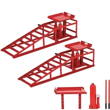 GARVEE 10,000 lbs Hydraulic Car Ramps, Adjustable 9.4"-13.34", Red Steel Pair