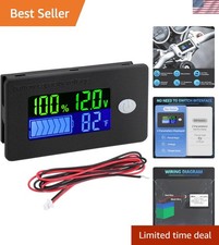 RV Battery Monitor 12v - LCD Display Golf Cart Battery Meter 10-100v, Car Vol...